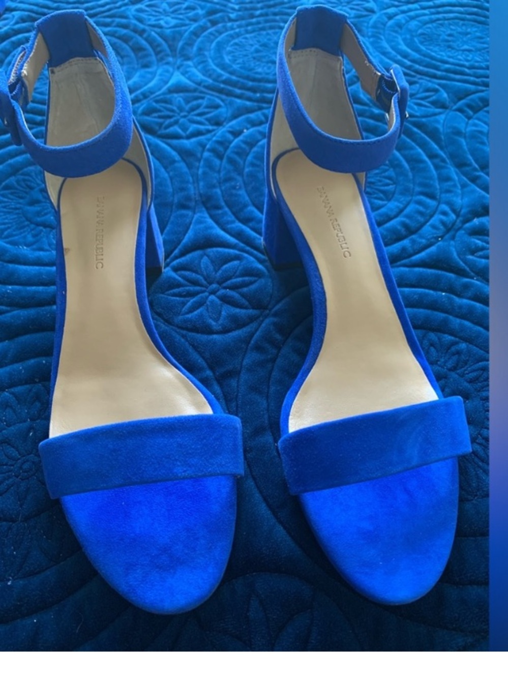 Banana Republic Cobalt Blue Suede Ankle-Strap Heels